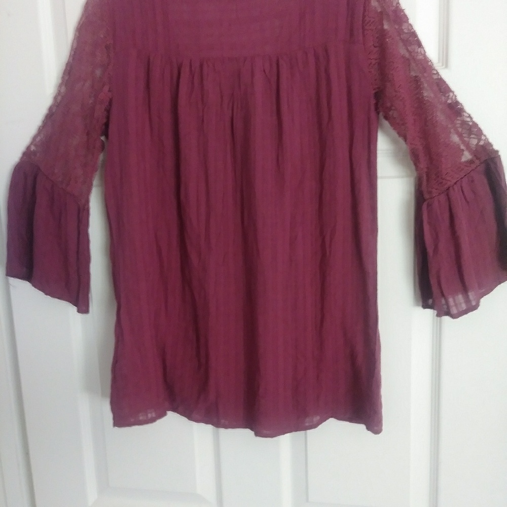 KNOX ROSE - Button Down Embroidered Boho Top - Picture 4 of 5